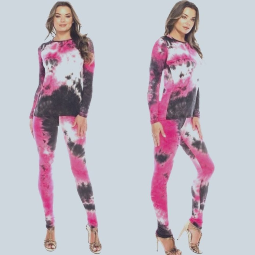 Pink & Black Tie Dye Pant & Shirt set